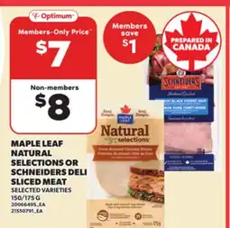 Loblaws MAPLE LEAF NATURAL SELECTIONS OR SCHNEIDERS DELI SLICED MEAT, 150/175 G offer