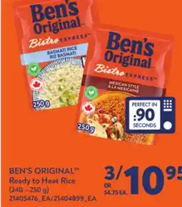 Loblaws BEN'S ORIGINAL READY TO HEAT RICE, (240 – 250 g) offer