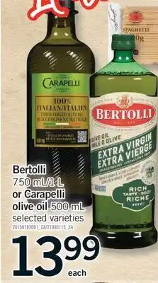 Fortinos BERTOLLI, 750 ML/1 L OR CARAPELLI OLIVE OIL, 500 ML offer