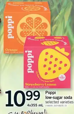 Fortinos POPPI LOW-SUGAR SODA, 4X 355 ML offer