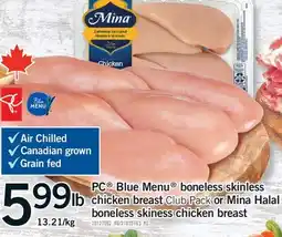 Fortinos PC BLUE MENU BONELESS SKINLESS BONELESS SKINLESS CHICKEN BREAST offer