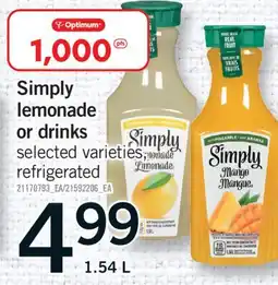 Fortinos SIMPLY LEMONADE OR DRINKS, 1.54 L offer