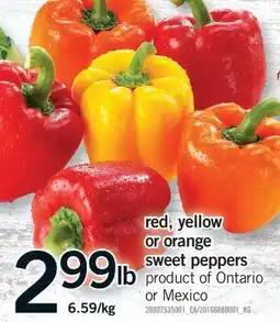 Fortinos RED, YELLOW OR ORANGE SWEET PEPPERS offer
