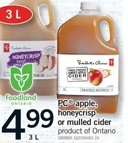 Fortinos PC APPLE, HONEYCRISP OR MULLED CIDER, 3 L offer