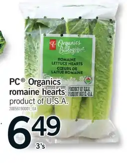 Fortinos PC ORGANICS ROMAINE HEARTS, 3'S offer