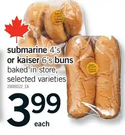 Fortinos SUBMARINE 4'S OR KAISER BUNS offer