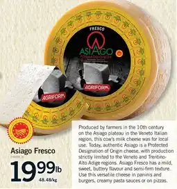 Fortinos ASIAGO FRESCO offer