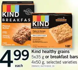 Fortinos KIND HEALTHY GRAINS, 5X35 G OR OR BREAKFAST BARS, 4X50 G offer