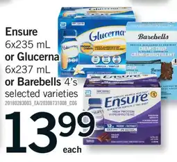 Fortinos Ensure 6x235 mL or Glucerna 6x237 mL or Barebells 4's offer