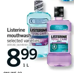 Fortinos LISTERINE MOUTHWASH, 1 L offer