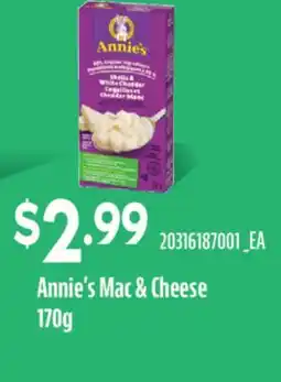 Fortinos ANNIE'S MAC & CHEESE, 170g offer