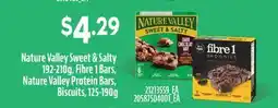 Fortinos NATURE VALLEY SWEET & SALTY 192-210G, FIBRE 1 BARS, NATURE VALLEY PROTEIN BARS, BISCUITS, 125-190G offer