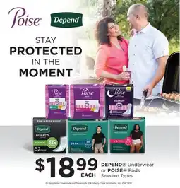 Fortinos DEPEND UNDERWEAR OR POISE PADS offer