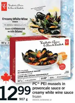 Fortinos PC PEI MUSSELS IN PROVENCALE SAUCE OR CREAMY WHITE WINE SAUCE, 907g offer