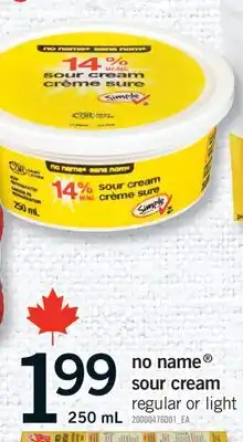 Fortinos NO NAME SOUR CREAM, 250 ML offer