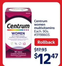 Walmart Centrum women multivitamins offer