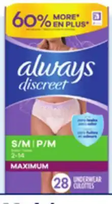 Walmart Always Discreet incontinence underwear offer