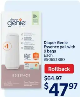 Walmart Diaper Genie Essence pail with 9 bags offer
