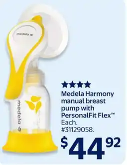 Walmart Medela Harmony manual breast pump with PersonalFit Flex offer