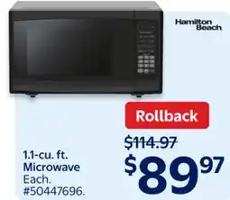Walmart 1.1-cu.ft. Microwave offer