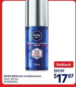 Walmart NIVEA MEN anti-wrinkle serum offer