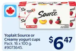 Walmart Yoplait Source or Creamy yogurt cups offer
