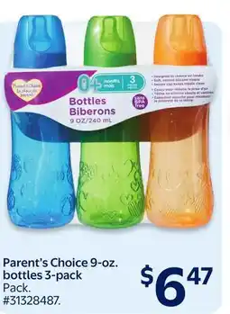 Walmart Parent's Choice 9-oz. Bottles 3-pack offer