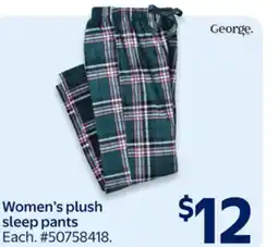 Walmart Women's plush sleep pants offer