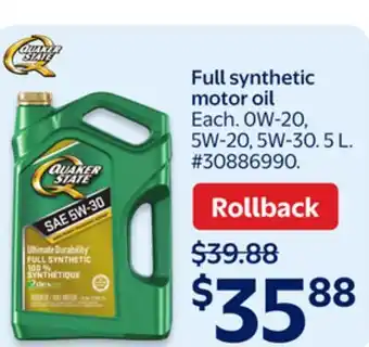 Walmart Full synthetic motor oil offer