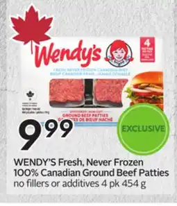 Sobeys WENDY'S Fresh, Never Frozen 100% Canadian Ground Beef Patties offer