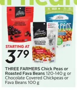 Sobeys THREE FARMERS Chick Peas or Roasted Fava Beans offer
