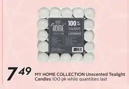 Sobeys MY HOME COLLECTION Unscented Tealight Candles offer