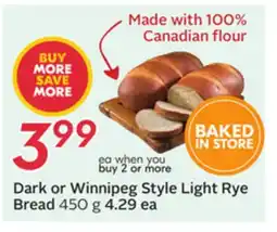 Sobeys Dark or Winnipeg Style Light Rye Bread offer