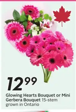 Sobeys Glowing Hearts Bouquet or Mini Gerbera Bouquet offer