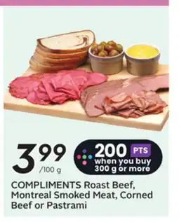 Sobeys COMPLIMENTS Roast Beef, Montreal Smoked Meat, Corned Beef or Pastrami offer