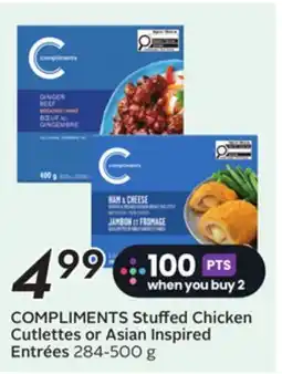 Sobeys COMPLIMENTS Stuffed Chicken Cutlettes or Asian Inspired Entrées offer