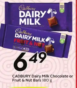 Sobeys CADBURY Dairy Milk Chocolate or Fruit & Nut Bars offer