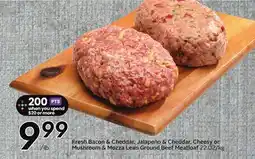 Sobeys Fresh Bacon & Cheddar, Jalapeño & Cheddar, Cheesy or Mushroom & Mozza Lean Ground Beef Meatloaf offer
