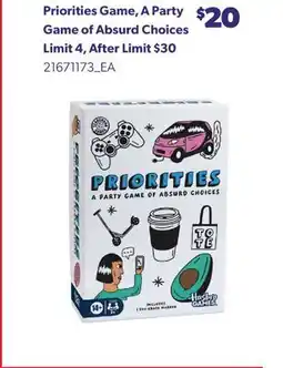 Real Canadian Superstore PRIORITIES GAME, A PARTY GAME OF ABSURD CHOICES offer