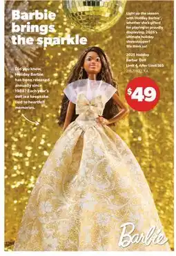 Real Canadian Superstore 2025 HOLIDAY BARBIE DOLL offer