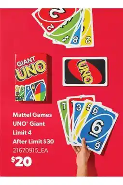 Real Canadian Superstore MATTEL GAMES UNO GIANT offer