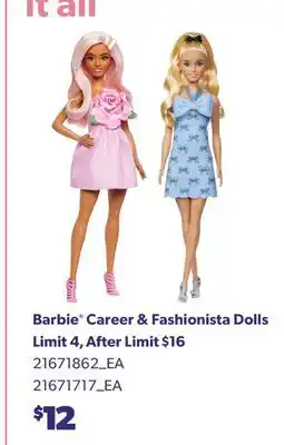 Real Canadian Superstore BARBIE CAREER & FASHIONISTA DOLLS offer