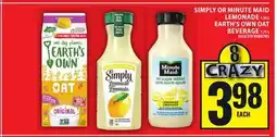 Food Basics SIMPLY OR MINUTE MAID LEMONADE OR EARTH'S OWN OAT BEVERAGE offer