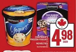 Food Basics CHAPMAN'S FROZEN YOGURT OR NOVELTIES offer