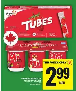 Food Basics DANONE TUBES OR MINIGO YOGURT offer