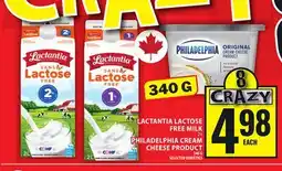 Food Basics LACTANTIA LACTOSE FREE MILK OR PHILADELPHIA CREAM CHEESE PRODUCT offer