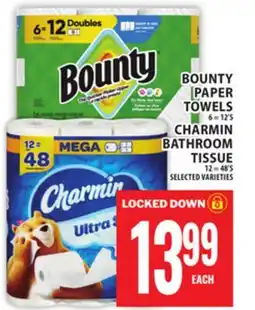 Food Basics BOUNTY PAPER TOWELS OR CHARMIN BATHROOM TISSUE offer