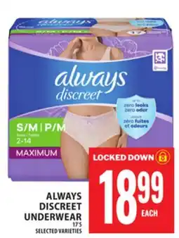 Food Basics ALWAYS DISCREET UNDERWEAR offer