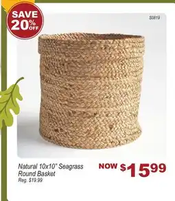 Oxford Mills Natural 10x10 Seagrass Round Basket offer