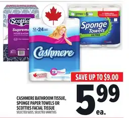 Metro CASHMERE BATHROOM TISSUE, SPONGE PAPER TOWELS OR SCOTTIES FACIAL TISSUE offer